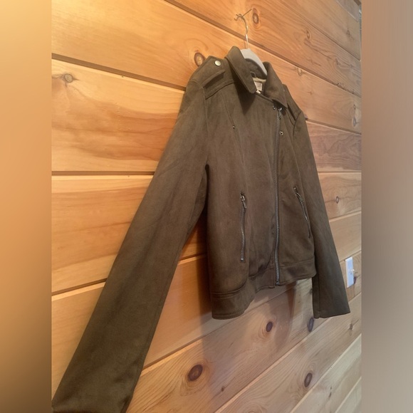 Philosophy Olive Green Faux Leather Zipper Jacket. Women’s size L - Picture 4 of 10